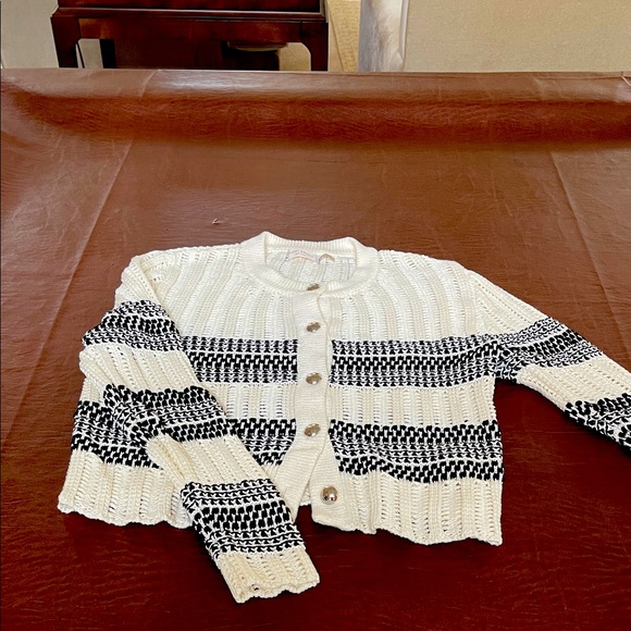 Ramy Brook Cream Knit Sweater.  Button down. Size Extra Large. - Picture 1 of 10
